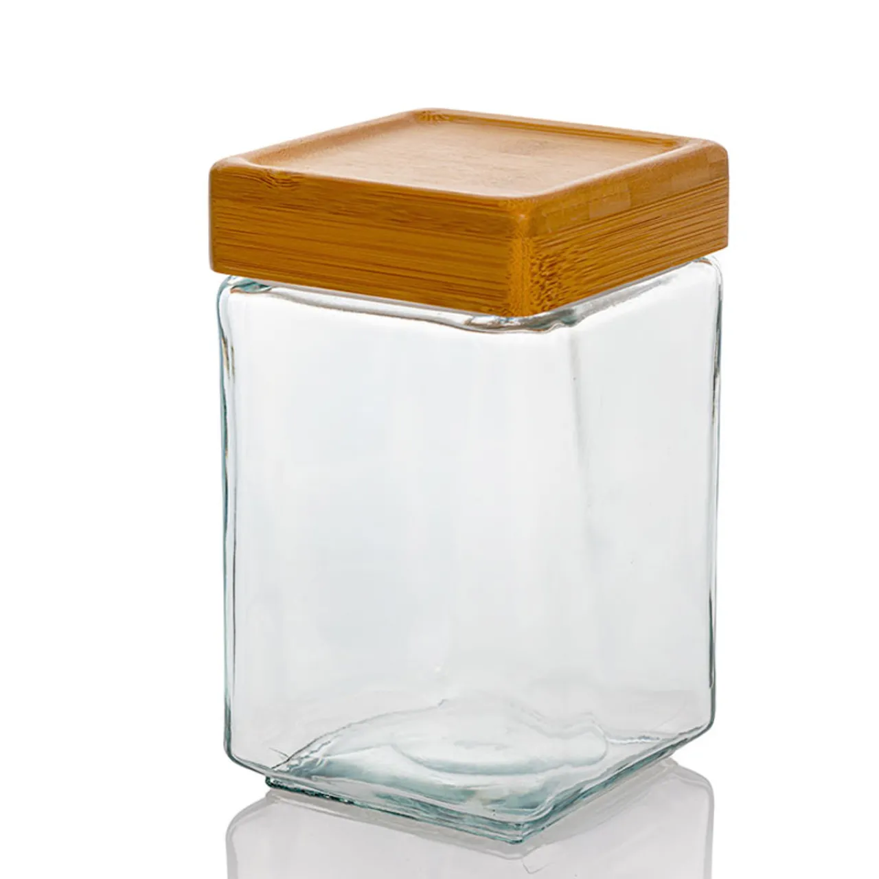 1 1/2 Quart Anchor Square Jar with Bamboo Lid<Jar Store Fashion