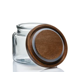 1 1/2 Quart Modern Montana Jar with Wooden Acacia Lid | 4 Pack<Jar Store Online