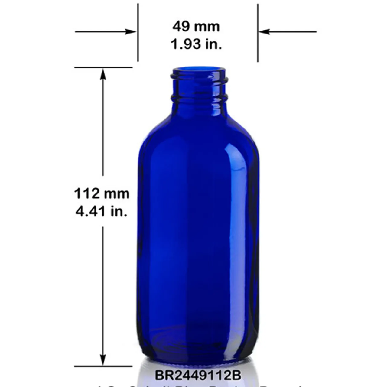 4 oz Cobalt Blue Boston Round Bottle 22-400 | 12 Pack<Jar Store Outlet