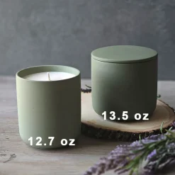 13.5 oz Olive Green Ceramic Candle Jar with Lid | 16 Pack<Jar Store Online