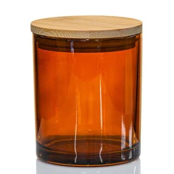 Amber Colored Candle Jar - 14.5 oz with Bamboo Lid | 12 Pack<Jar Store Outlet