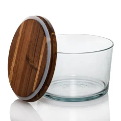 Anchor Glass Party Bowl with Acacia Lid | 2 Pack<Jar Store Clearance