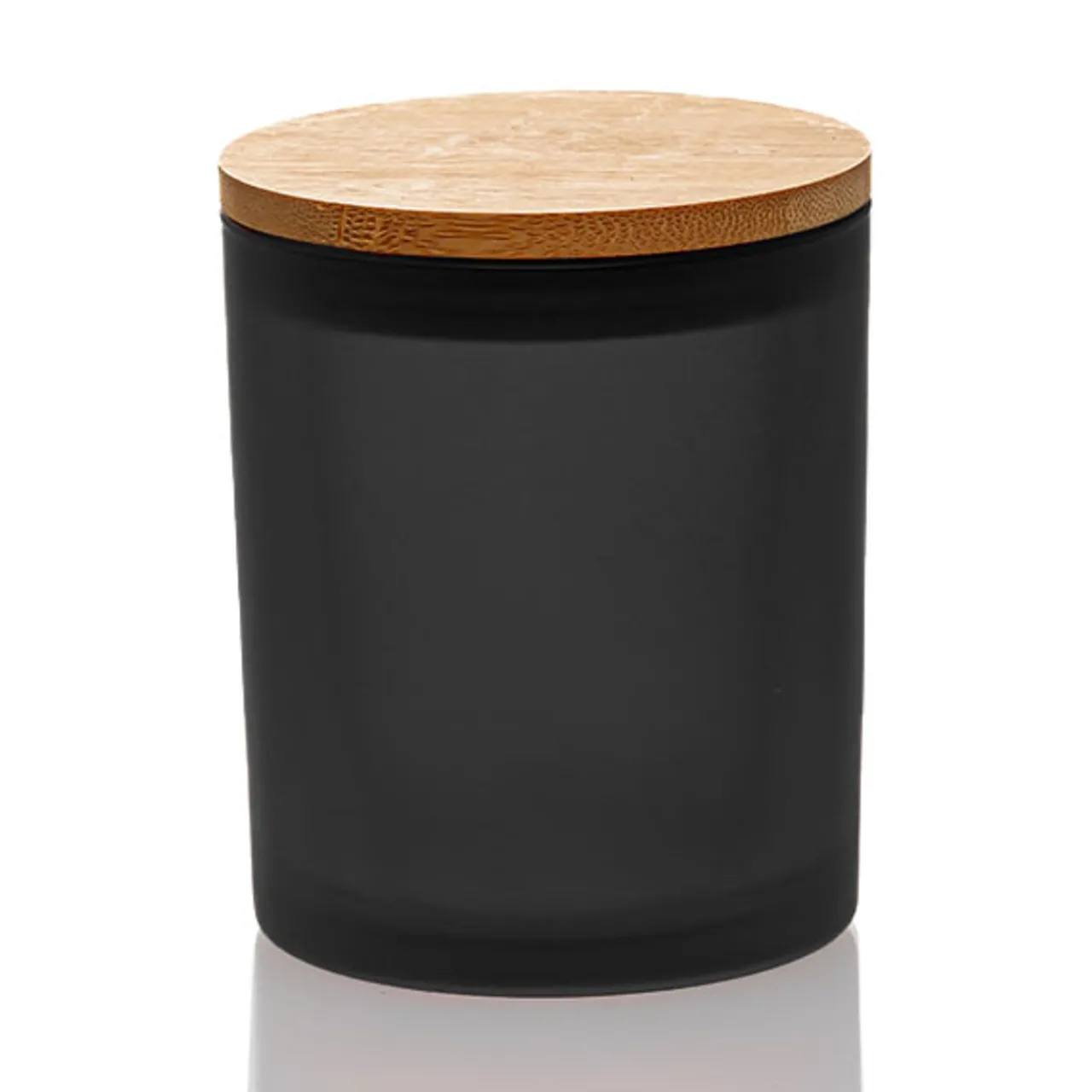 Frosted Black Colored Candle Jar - 14.5 oz with Bamboo Lid | 12 Pack<Jar Store Clearance