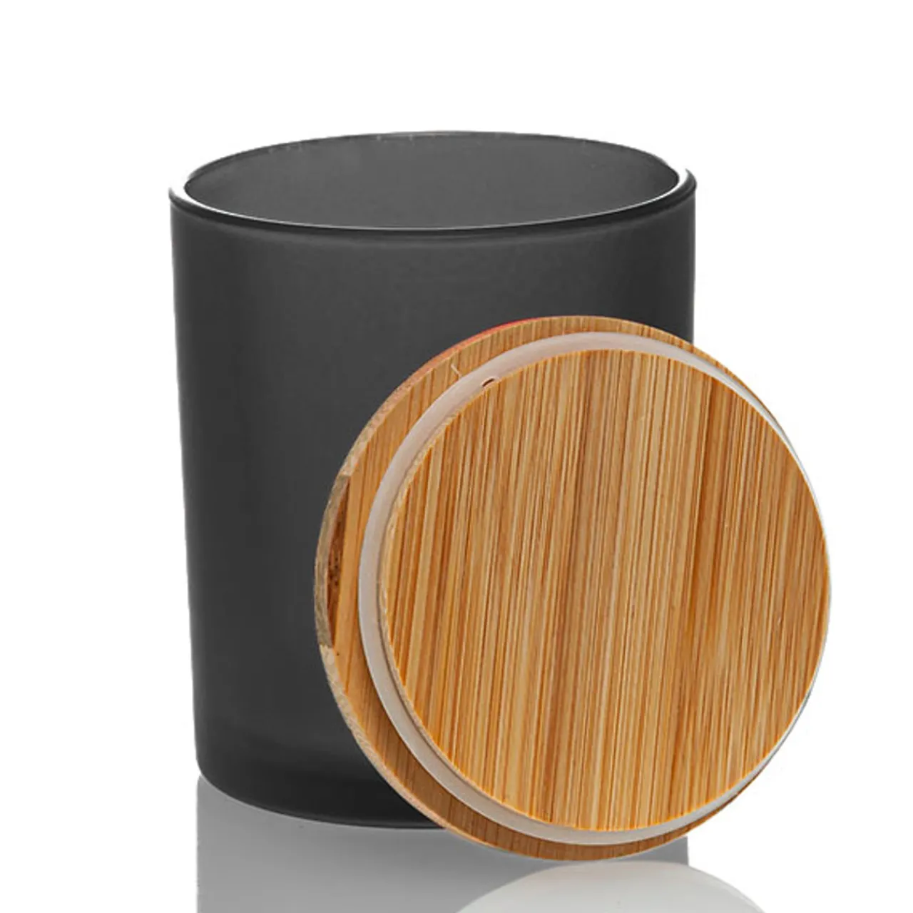 Frosted Black Colored Candle Jar - 14.5 oz with Bamboo Lid | 12 Pack<Jar Store Clearance