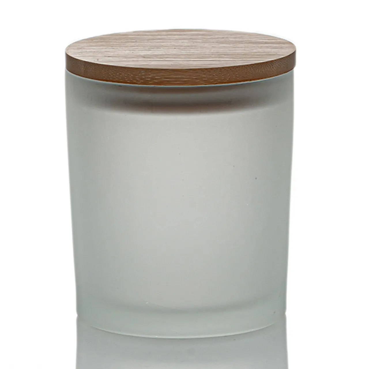 Frosted White Colored Candle Jar 14.5 oz with Bamboo Lid | 12 Pack<Jar Store Clearance
