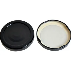 82mm Black Metal Lid with Button | 12 Pack<Jar Store Online